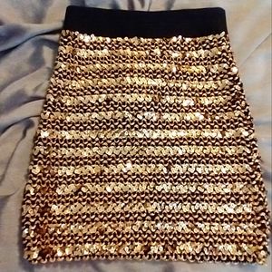 Gold Sequin Mini Skirt